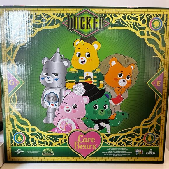 Wicked X Care Bears Plush Bundle Set Of 5 Glinda Elphaba Scarecrow Tinman Lion - Picture 1 of 2